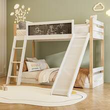 Children's Bunk Bed With Slide And Stairs, Sturdy Wood And Particleboard Frame, Safety Rails On All 4 Sides, Ec-Certified 747, Compatible With 90*200 And 90*190 Cm Mattresses, Easy Assembly - White - View 1