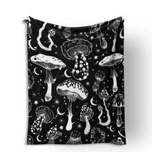 Cozy Black & White Mushroom & Snail Flannel Blanket - Plush All-Season Bedspread With Magical Forest Creatures, Soft Bed/Couch/Travel Throw & S, Durable Bedding Gift (/Black)-30*40in - 彩色 - 查看 5