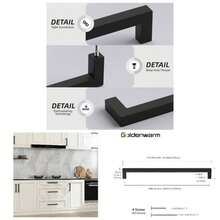 - Paquete de 5 manijas cuadradas negras para cajones de acero inoxidable, herrajes modernos para gabinetes de cocina y bao, armarios, de centro a centro de 160 mm, asas para armarios de - 2 + 12-3/5 pulgadas entre centros de agujeros - Ver 1