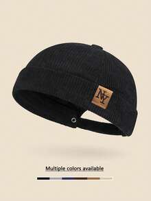 1 Stück Unisex Totenkopf Patch Retro Cord Schiffermütze, verstellbar, vintage, modisch, geeignet für Herbst/Winter, Streetwear, Lässig, Hipster - A - Übersicht 9