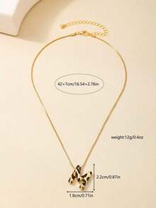 1pc Simple Versatile Leopard Print Letter Pendant Necklace, Metal 26 English Alphabet Necklace For Women, Suitable For Daily Wear, Commuting, Party, Elegant Gift, Street Style - 豹紋之愛 - 查看 7