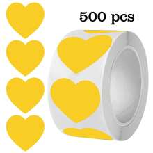 Solid Color Heart Adhesive Labels Stickers 9 Colors Heart-Shaped Sealing Stickers Handmade Marking PVC Stickers - C858 - View 2