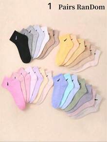 1/20 Pairs Women's Random Color Casual Short Socks, Comfortable & Versatile For Outdoor Sports & Casual Wear Christmas Gift - Multicolor - View 8