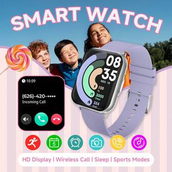 Smartwatch para niños, marcación/llamada inalámbrica, múltiples modos deportivos, seguimiento de datos deportivos de los niños, notificaciones de mensajes, recordatorios de alarma, control del obturador, fondo de pantalla personalizable del reloj, adecuado para niños/niñas, compatible con Android y teléfonos, buena opción para cumpleaños, vacaciones de verano, año, Navidad