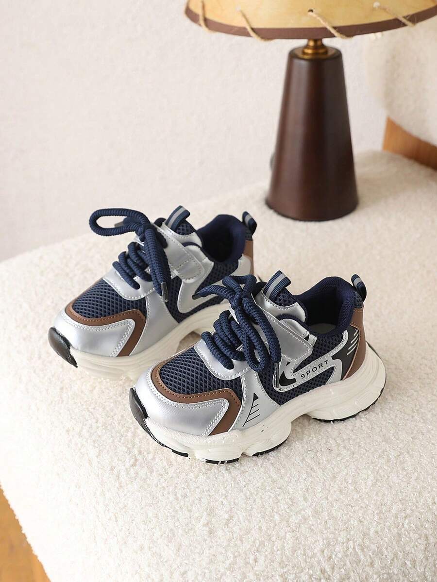 1双儿童夏季网面透气运动鞋，女童休闲厚底鞋 - 卡其色 - 查看 1