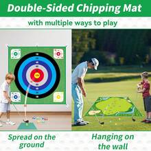Golf Chipping Game, Golf Chipping Game With Double-Sided Mat, Perfect For Chipping And Swing Training, Backyard Games Golf Hitting Mat, Ideal For Golf Parties And Fun Activities, 2 Adjustable Golf Clubs, 20 Sticky Balls, Outdoor Indoor Family Toss Game, Sport Toy Gift For Kids Adults - 綠色 - 查看 10