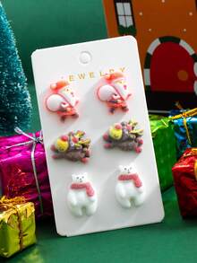 3 أزواج من أقراط الأذن المرصعة بشكل سانتا كلوز الوسيم، الغزلان، والأوشحة للنساء، مناسبة لعيد الميلاد والخريف/الشتاء - متعدد الألوان1 - مشاهدة 2