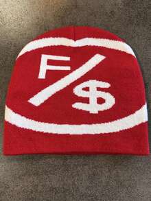 1pc These Men's Knit Beanies With Bold "F/$" Graphic Patterns Come In Multiple Colors, Offering A And Warm Design, Making Them Ideal Fashion-Forward Winter Headwear - Multicolor - View 6