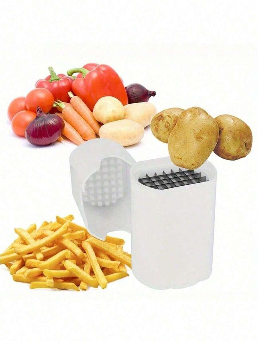 1pc Manual Cucumber/Potato Slicer, Creative Fruit & Vegetable Chopper, Kitchen Gadget For Slicing, Dicing, Shredding Onion, Potato, Fruit - White - View 1