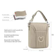 1pc Quilted Cute Mommy Bag, Insulated Bottle Bag Handheld/Shoulder Strap Applicable To Baby Stroller, Zipper Pocket For Bottles, Wipes, Pacifiers, Convenient Diaper Bag - Diaper Bag - View 6