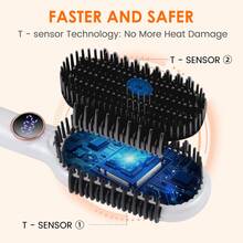 Hatteker 1pc Electric Hair Straightening Brush With Fast Heating And Anti-Scald Design, Ceramic Ionic Straightener Comb - EU F Type Plug(220-240V) - View 4