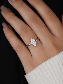 1-2-3克拉闪亮椭圆形订婚戒指/结婚戒指，925纯银，女士承诺戒指/永恒戒指，精致珠宝礼品 - 銀色 - 查看 7