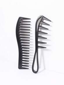 1/2/3/4pcs Wide Tooth Comb Double-Sided Hair Comb, Large Tooth Curling Comb, Hair Styling Tool, Hair Styling Accessory, Suitable For Women And Men, Curly Wet Wavy Hair Styling - Multicolor - View 7