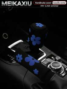 MEIKAXIU 1 Set (2pcs) 3D Puff Embroidery Fabric Car Handbrake Cover, Gear Shift Knob Cover, Steering Wheel Cover Set, Car Interior Accessories, For Women - 3D Foam Flowers - View 10