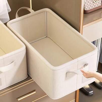 2 Large Capacity Foldable Fabric Storage Boxes - Linen Fabric Multi-Purpose Storage Containers For Clothes, Toys, Bedding - Classic Rectangular Wardrobe & Home Organization Boxes, Toy & Clothing Storage Containers | Classic Fabric Boxes | Foldable Storage, Under-Bed Storage
