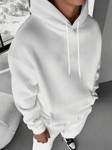 Men'S Gretsch Guitar & Sunset Palm Trees Amp Graphic Hooded Sweatshirt - Vintage 1950s Retro Design With Gretsch Logo, Fleece-Lined Casual Pullover - 白色 - 查看 2