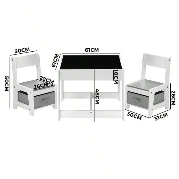 Kids Table Set Table And Chairs Wooden Furniture Set With Storage Box