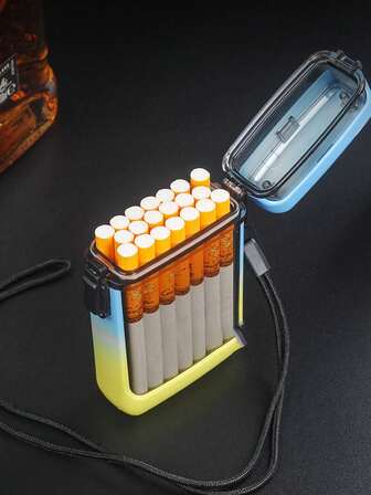 1pc Personalized Transparent Plastic Cigarette Case With Lanyard, Holds 20 Cigarettes, Thick Sealed Design, Waterproof And Moisture-Proof, Portable For Outdoor Use