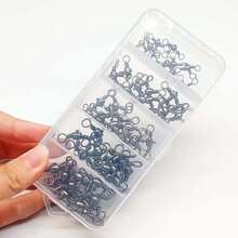 50Pcs/Lot 3 Ways Barrel Swivel Fishing Swivels Rolling Swivels Bearing Connector Solid Ring