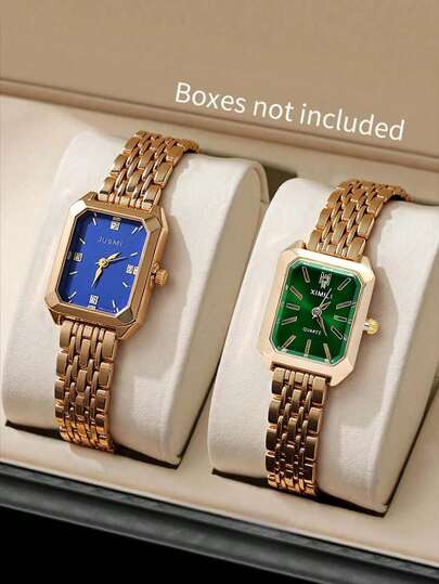 时尚、高端轻奢、美观优雅、高端大气、日常休闲、百搭、复古、经典精致，女士石英钢表多款套装，适合作为生日礼物、年末礼物，净价2件/套