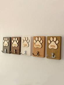 Personalisierter Hundeleinenthalter, Holz Hundeleinenhaken, handgemachtes Hundeanhänger, Hundeleinenaufbewahrungsregal, Holzschild - Verschiedenfarbig - Übersicht 9