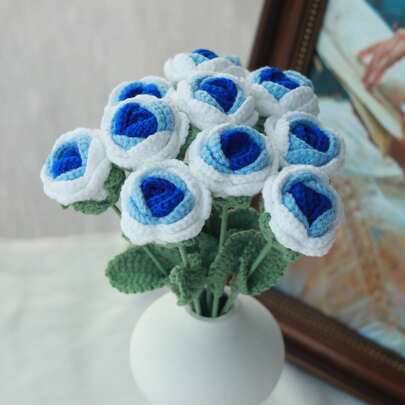 1/3/6/10 Pcs Handmade Crochet Rose Bouquet, Decorative Flower Bouquet, Artificial Flowers, Handmade Flowers, Yarn Flowers. Bridal Bouquet, Her Gift, Mother's Gift, Teacher's Gift, Creative Gift. As Home Decor For Restaurant, Living Room, Bedroom, Wedding, Party. Suitable For Spring/Summer Decor, Easter, Mother's Day, Wedding Season, Graduation, Thanksgiving, Back To School, Anniversary, Birthday And Other Holidays