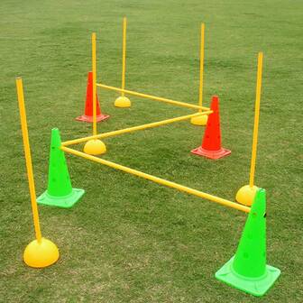 1 set avtagbara markeringsstänger för fotboll/basket, agilitymarkörer, robusta hinderidentifierare, skyltar för sportträning och utomhusbruk, mångsidiga för flera scenarier
