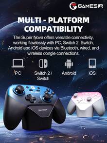 GameSir Super Nova PC Game Controller, Compatible With Switch 2 Controllers, Supports Wireless Switch OLED Lite, Steam, Windows 10/11, IOS, Android Phones, Features Hall Effect Joysticks, Dual-Stage Hall Effect Analog Triggers, 1000Hz Polling Rate, Magnetic Detachable Faceplate, Customizable RGB Lighting, Two Rear Buttons - Super Nova - View 4