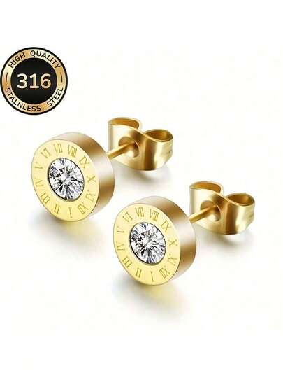 High-Quality Stainless Steel, Hypoallergenic Golden Stud Earrings, Fade-Resistant, Comfortable And Versatile, Simple And Elegant, Suitable For Daily Wear Or Parties. Fashionable Women's Earrings, Jewelry Accessories, Making A Delicate Gift For Women. Christmas Decorations Home Christmas Gifts Christmas Decor
