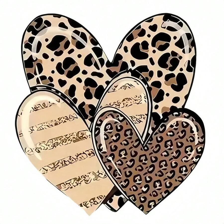 1/2/3 Heart-Shaped Design Heat Transfer Stickers - Large-Sized DIY Heat Transfer DTF Stickers, Washable And Durable PVC Material, Suitable For T-Shirts, Masks, Jeans, Backpacks - Multicolor - View 1