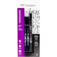 Tombow 62039 Fudenosuke Brush Pens 3Pack. Soft Hard And Twin Tip Markers For Calligraphy And Art Drawings - Black - View 1