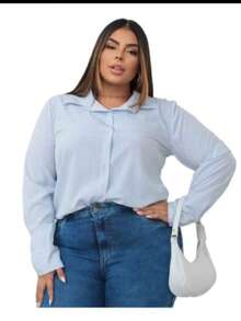 Striped Fabric Buttons Front Casual Daily Spring/Summer/Winter - Baby Blue - View 2