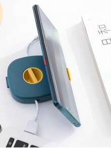 数据线收纳盒，旋转式线缆，黑色固定带，透气，多功能 - 带手机支架，轻便，口袋大小，旅行必备，可用于收纳数据线、耳机、鼠标等。 - 彩色 - 查看 4