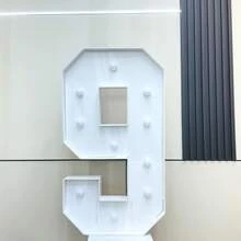 1Pc 3FT/91.5CM/36Inch Light Up Digital Marquee Frame White Lights KT Board Number 0-9 Plug-In KT Board With Bracket Party Decorative Light Birthday Party Anniversary Decoration-Warm Light - White - View 15