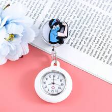 1pc New Cartoon Nurse Retractable Hanging Watch, Cute Nurse Pocket Watch For Students, Exams, Medical Use