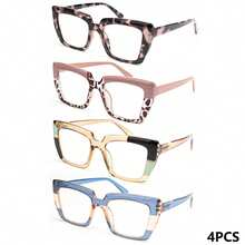 4pcs/3pcs/2pcs Fashion Large Frame Reading Glasses Set, Comfortable Spring Hinged Readers, Unique Colors To Match Your Daily Outfits - Multicolor B - View 16
