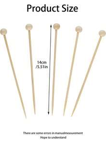 100支装 - 竹制鸡尾酒签，4.7英寸，适用于开胃小菜、餐前小吃和鸡尾酒，是派对、休闲餐饮的理想之选，天然材质，可用于蛋糕装饰、水果、甜点、婴儿派对、生日派对、婚礼，是完美的派对用品。 - 彩色 - 查看 5