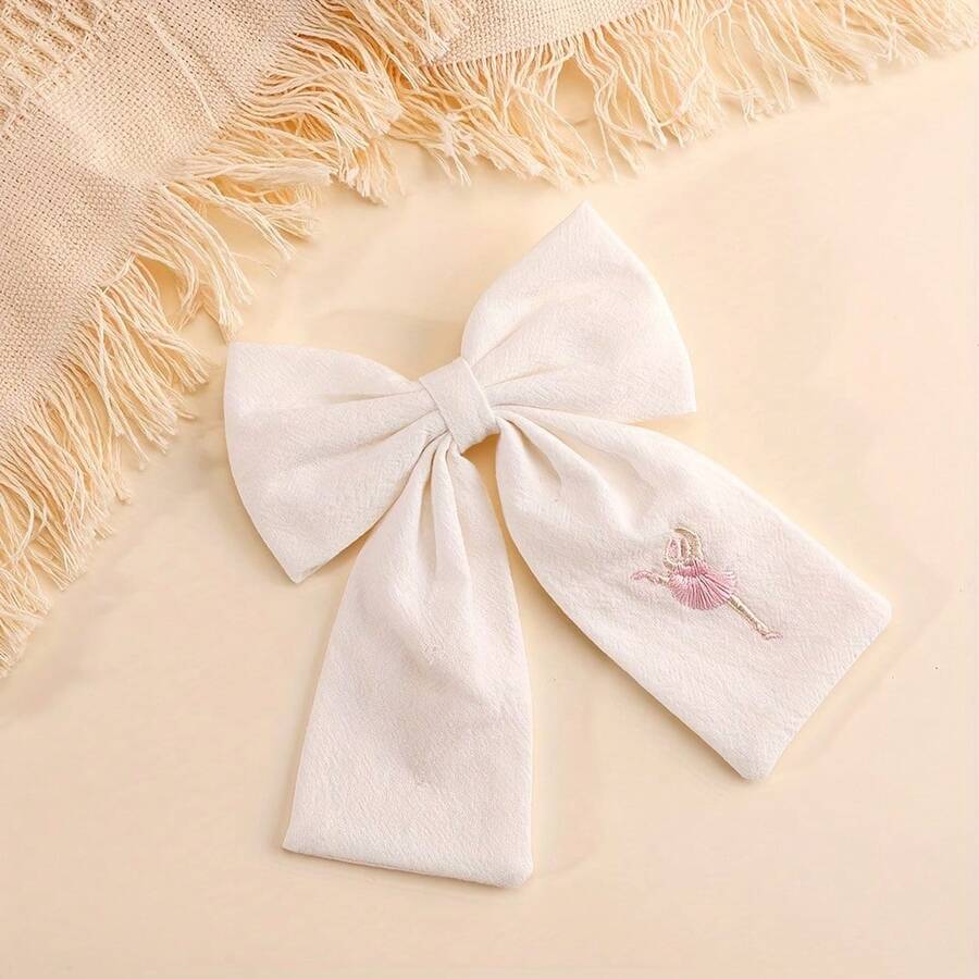1pc Ballet Theme Bows Hair Clips Girls Embroidered Dancer Hair Accessories Performance, Hair Accessories, Hair Clips, Hair Clips Women - 彩色 - 查看 1