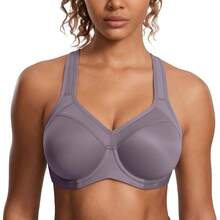 SYROKAN Women's Full Support High Impact Racerback Lightly Lined Underwire Sports Bra - 霧灰色 - 查看 1