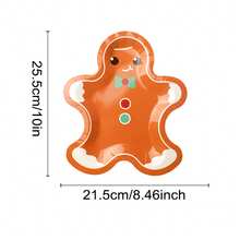 8.46*10英寸，10个装圣诞姜饼人生日派对一次性餐盘，圣诞树和铃铛主题派对用品套装，适合生日派对、周年纪念、圣诞派对 - 聖誕薑餅人C2紙盤 - 查看 8