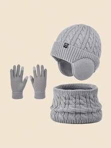 Set de 3 piezas para niños de invierno que incluye gorro, orejeras y bufanda, sombrero de punto para niños y niñas para uso en exteriores - Gorro + bufanda + guantes - Ver 17
