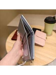 レトロ 二つ折り 引きひも 財布 女性 コンパクト レディース ミニ財布 革小物 ギフト 誕生日プレゼント - シルバー - チェックする 5