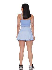 Women's High-Waisted Ruffled Short Skirt For Fitness, Gym, And Sports In Spandex - 淺藍色 - 查看 4