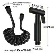 一套黑色304不锈钢手持式冲洗器，带增压喷嘴和59.06英寸可伸缩ABS软管，现代浴室冲洗器配件套装，浴室配件，浴室工具