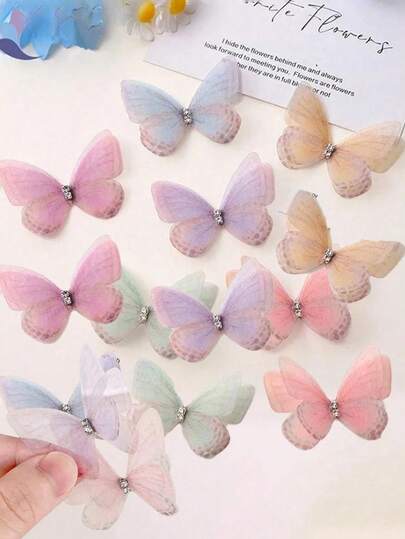 50/25pcs Mini Fabric Butterfly Simulation Flower Decoration, 3D Simulation Pastel Butterfly Decoration, Suitable For DIY Handicrafts, Headwear, Bookmarks, Photography Props And Home Decoration