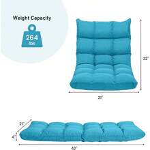 Peacock Blue Folding Gaming Chair, Adjustable 14 - Position Floor Sofa With Back Support, Alloy Steel Frame, Lazy Sofa Lounge Playing, Reading, Meditating, Recliner Adults,