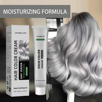 1支天然银色染发剂，澳洲坚果植物银灰色天然染发霜，时尚持久无害浅灰银色染发霜，中性时尚染发剂，适合所有发质，男女通用，节日礼物