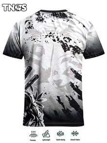 日本动漫风格男子足球球衣 & 熊猫武士图案圆领舒适运动衫 & 吸汗透气针织面料 & 印有熊猫图案和日本武士文化 & 适合日本国家队比赛训练和休闲穿着 & 对日本球迷具有纪念意义 - 白色 - 查看 3