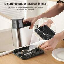 ¡RecomendadoDispensador Jabón Cocina,Dispensador de Jabón Líquido para Cocina con Porta Esponja y Accesorios para Fregadero,Jabonera Cocina con Guarda Estropajos Fregadero¡Top de Temporada - Gris - Ver 4