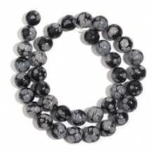 1 chuỗi đá quý Obsidian dạng bông tuyết tự nhiên 4mm 6mm 8mm 10mm 12mm hạt tròn rời dùng làm đồ trang sức - thạch cao - Xem 9